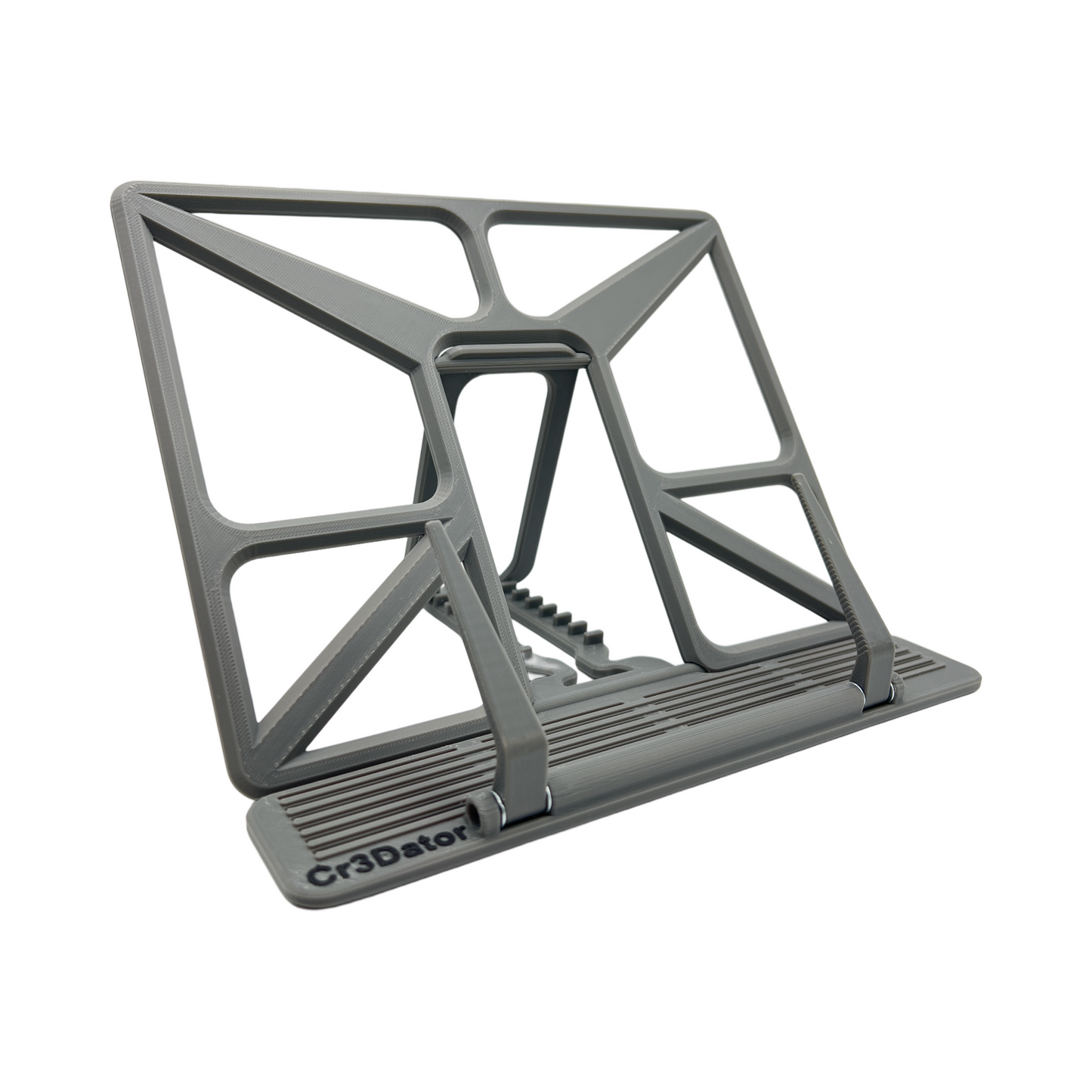 Buchständer in Grau auf weißem Hintergrund