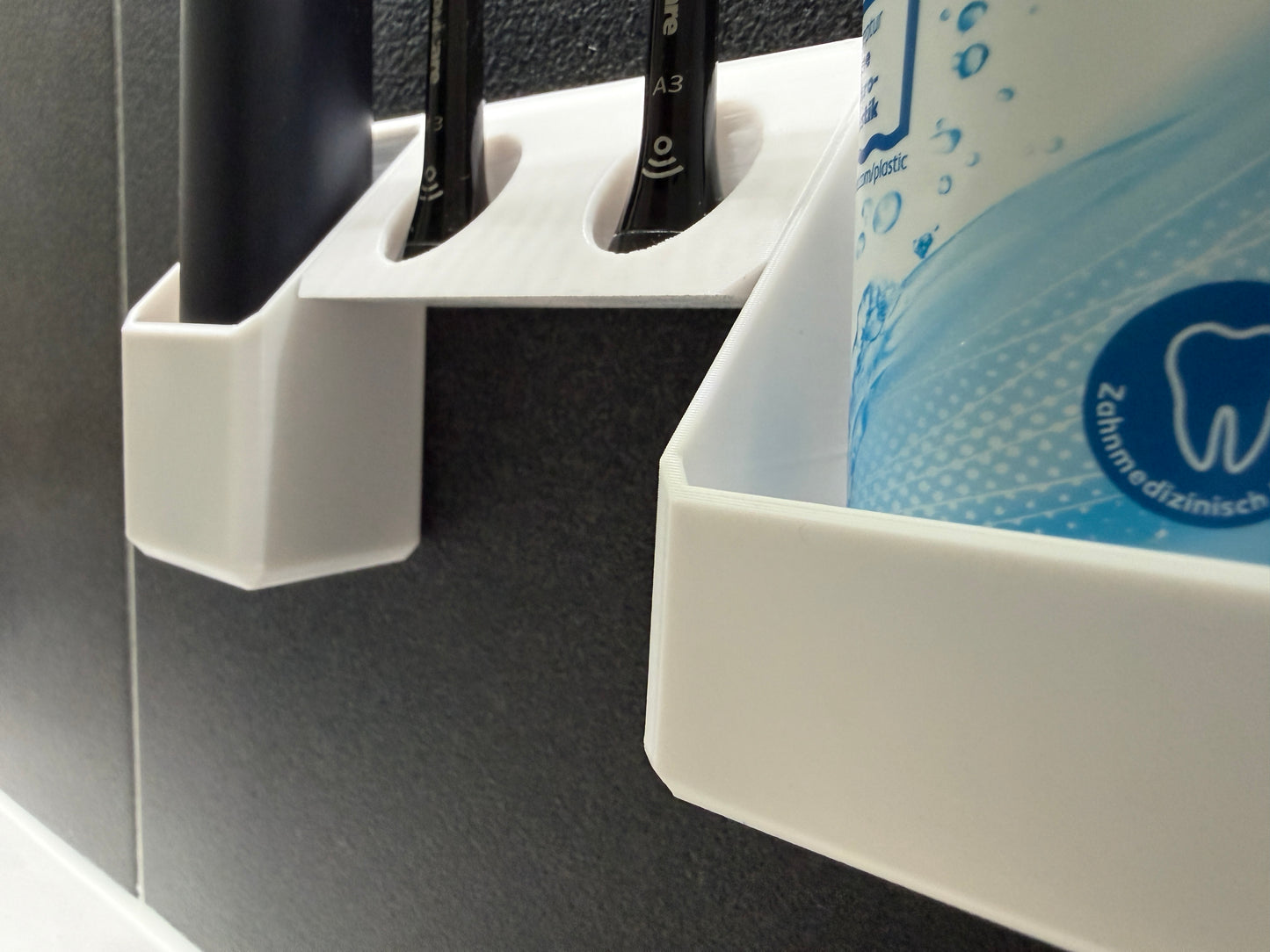 BrushDock Starter-Set – Komplettes Wandhalter-Set inkl. Zahnpasta-Halter (ohne Bohren)